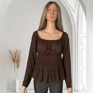 Elegant Brown Sheer Women's Top Sz M